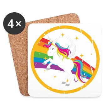 Fabulous unicorn with rainbow mane - Coasters (set of 4) - white - Front