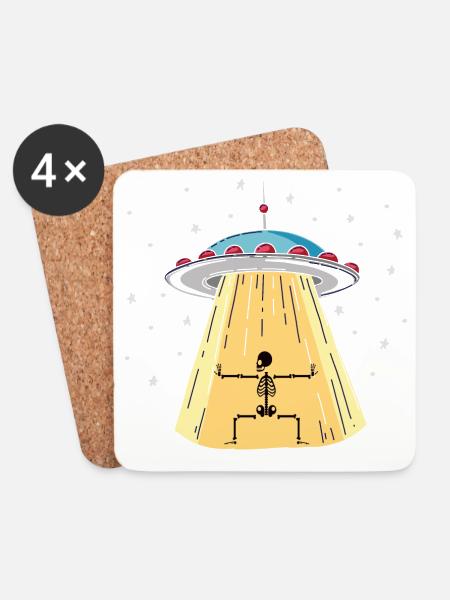 UFO with skeleton light installation - Coasters (set of 4) - white