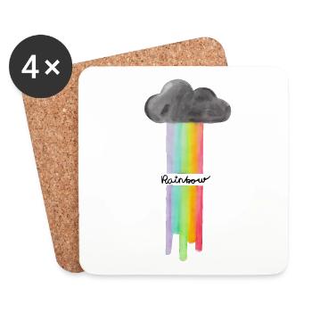 Gouttes de nuages arc-en-ciel - Dessous de verre (lot de 4) - blanc - Devant