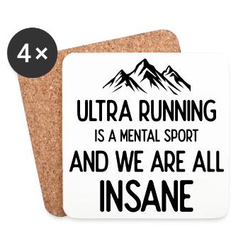 Ultra Running est un sport mental et nous sommes tous fous - Dessous de verre (lot de 4) - blanc - Devant