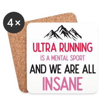 Ultra Running est un sport mental et nous sommes tous fous - Dessous de verre (lot de 4) - blanc - Devant
