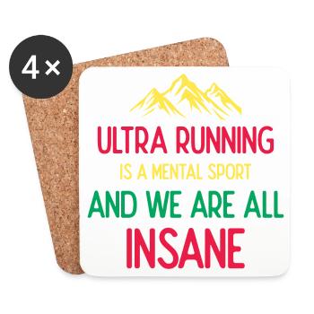 Ultra Running est un sport mental et nous sommes tous fous - Dessous de verre (lot de 4) - blanc - Devant