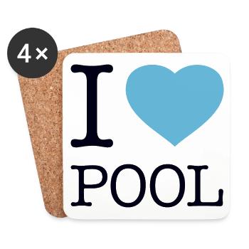 I LOVE POOL - Untersetzer (4er-Set) - Weiß - Vorne