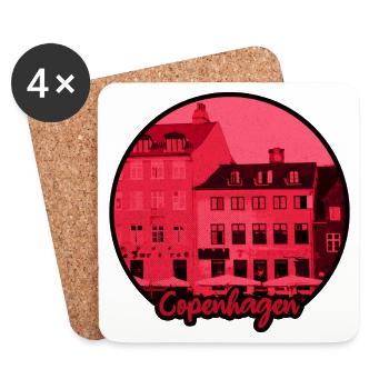 Copenhagen silhouette in red look - Coasters (set of 4) - white - Front