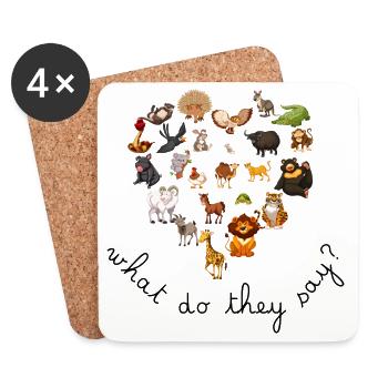 Cartoon children's animals - Coasters (set of 4) - white - Front