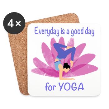 Alltagsyoga mit Blütenakzent - Untersetzer (4er-Set) - Weiß - Vorne