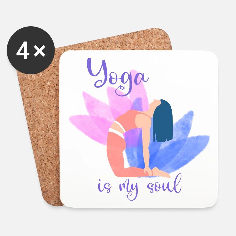 Yoga ist meine Seele – Farbige Pose - Untersetzer (4er-Set) - Weiß