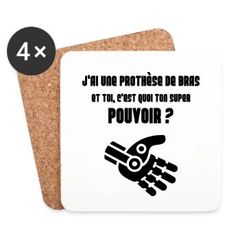 J'ai une prothèse de bras - Dessous de verre (lot de 4) - blanc - Devant