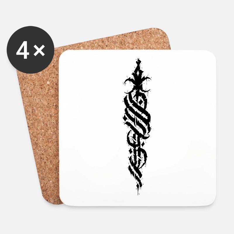 Papierkorb Tattoo schwarzes Symbol - Untersetzer (4er-Set) - Weiß