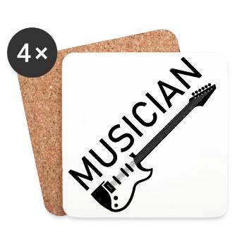 musician Symbol Logo icon Gitarre Illustration - Untersetzer (4er-Set) - Weiß - Vorne