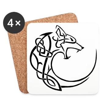 loup lunaire noir - Dessous de verre (lot de 4) - blanc - Devant