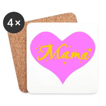 Mama Herzmotiv, mami shirts, Muttertagsgeschenke - Untersetzer (4er-Set) - Weiß - Vorne