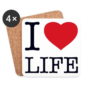 I LOVE LIFE - Untersetzer (4er-Set) - Weiß - Vorne