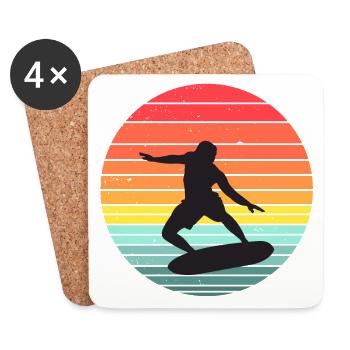 surfing, surfing, surfer - Coasters (set of 4) - white - Front