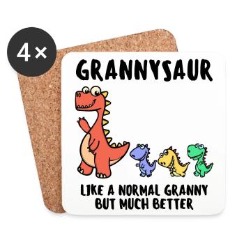 Oma Großmutter Dinosaurier Lustig Statement - Untersetzer (4er-Set) - Weiß - Vorne