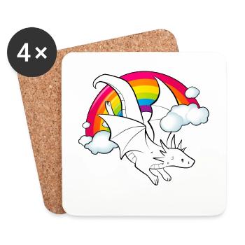 Legendary little dragon rainbow kawaii art - Coasters (set of 4) - white - Front