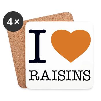 I LOVE RAISINS Rosinen - Coasters (set of 4) - white - Front
