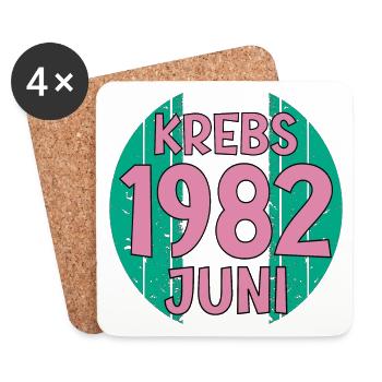 Sternzeichen Krebs JUNI 1982 - Untersetzer (4er-Set) - Weiß - Vorne