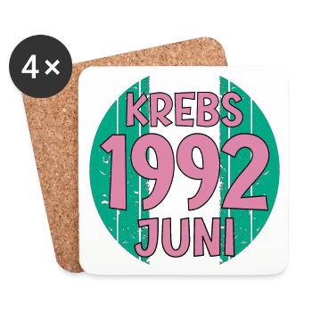 Sternzeichen Krebs Juni 1992 Geburtstag - Untersetzer (4er-Set) - Weiß - Vorne