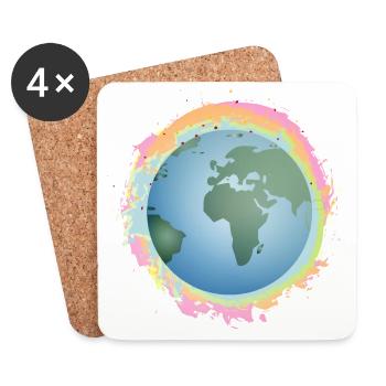 colorful planet Earth with green continents - Coasters (set of 4) - white - Front