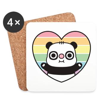 Cute Panda Rainbow Heart - Coasters (set of 4) - white - Front