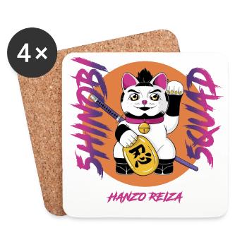 Crazy Cat Shinobi 55 - Coasters (set of 4) - white - Front