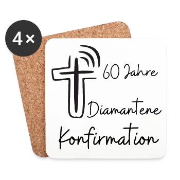 Diamantene Konfirmation 60 Jahre Jubelkonfirmation - Untersetzer (4er-Set) - Weiß - Vorne