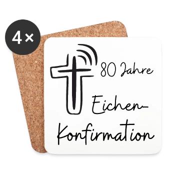 Eichen-Konfirmation 80 Jahre Jubelkonfirmation - Untersetzer (4er-Set) - Weiß - Vorne