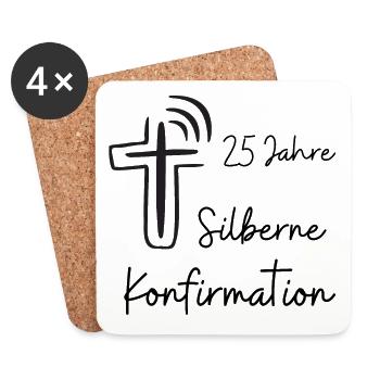 Silberne Konfirmation 25 Jahre Jubelkonfirmation - Untersetzer (4er-Set) - Weiß - Vorne