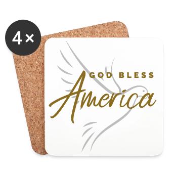 GOD BLESS AMERICA - Untersetzer (4er-Set) - Weiß - Vorne