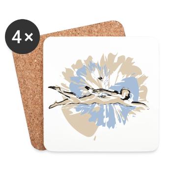 Valentine's Day swimmers in competition - Coasters (set of 4) - white - Front