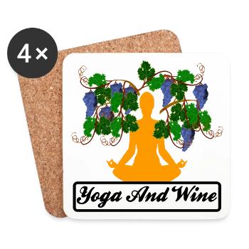 Yoga Et Vin - Yoga und Wein - Dessous de verre (lot de 4) - blanc - Devant