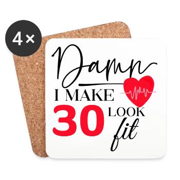 30 Anniversaire - Drôle de Fitness Anniversaire Dicton - Dessous de verre (lot de 4) - blanc - Devant