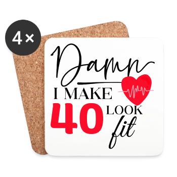 40 Anniversaire - Drôle de Fitness Anniversaire Dire - Dessous de verre (lot de 4) - blanc - Devant