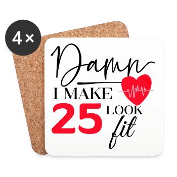 25 Anniversaire - Drôle de Fitness Anniversaire Dire - Dessous de verre (lot de 4) - blanc - Devant