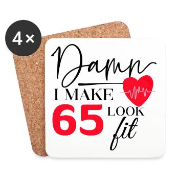 65 Birthday - Funny Fitness Birthday Saying - Coasters (set of 4) - white - Front