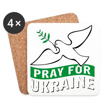 Pray for Ukraine mit Taube | Vectorgraphic - Untersetzer (4er-Set) - Weiß - Vorne