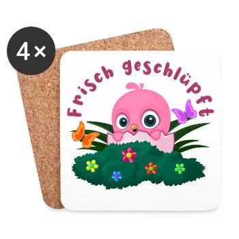 Frisch geschlüpft "Rosa" - Untersetzer (4er-Set) - Weiß - Vorne