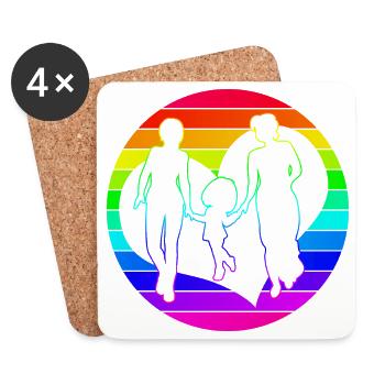 Maman et Maman Famille Arc-en-ciel Grand-mère et Grand-mère Coeur - Dessous de verre (lot de 4) - blanc - Devant