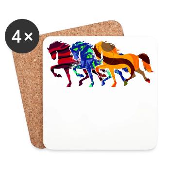 Cool Galopp Islandpferde Pferdeliebe Pferde - Untersetzer (4er-Set) - Weiß - Vorne