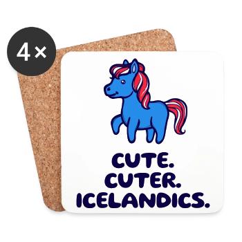 Pony Icelandic Icelandic Horses Statement Icelandic Ponies - Coasters (set of 4) - white - Front