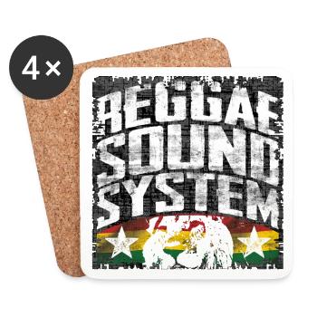 Système de son Reggae - Dessous de verre (lot de 4) - blanc - Devant