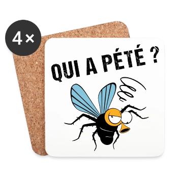 Qui a pété ? - Dessous de verre (lot de 4) - blanc - Devant