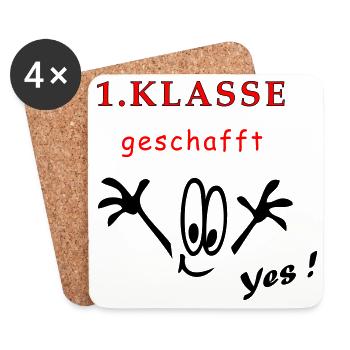1.Klasse, Schule, yes - Untersetzer (4er-Set) - Weiß - Vorne
