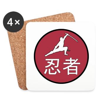 Ninja Japan Kanji Font Flag Sun Gift - Coasters (set of 4) - white - Front