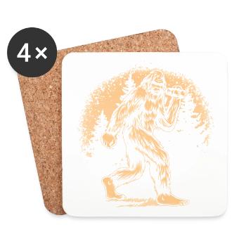 Yeti Forest Silhouette Orange - Coasters (set of 4) - white - Front