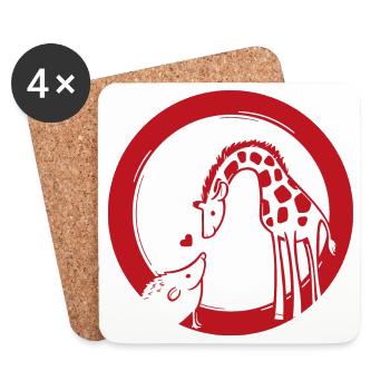Giraffe und Igel Liebe - Untersetzer (4er-Set) - Weiß - Vorne