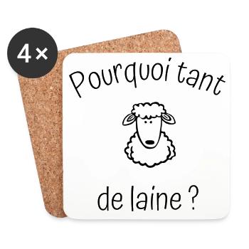 Pourquoi tant de laine. - Dessous de verre (lot de 4) - blanc - Devant