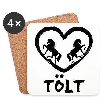 Tölt Pferde Islandpferde Pferdeliebe Herz Spruch - Untersetzer (4er-Set) - Weiß - Vorne