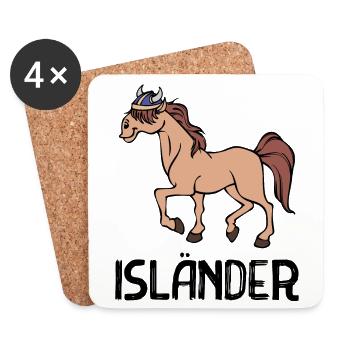 Isländer Pferdenarr Trab Islandpferde Spruch - Untersetzer (4er-Set) - Weiß - Vorne